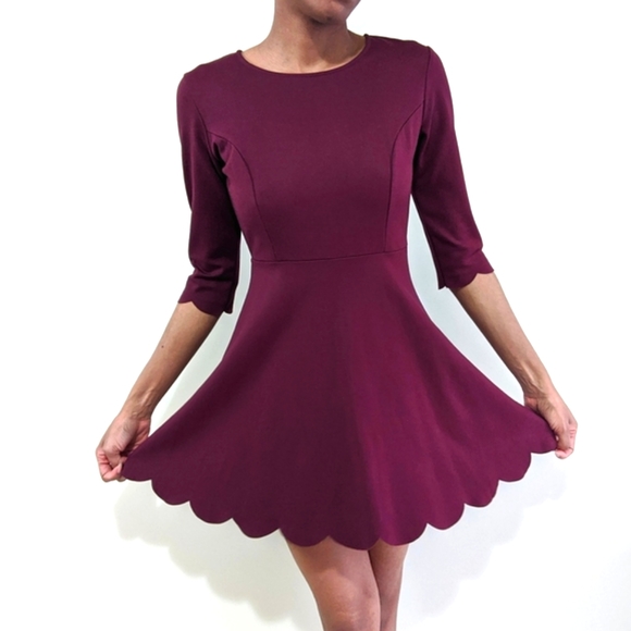 Lulus Dresses & Skirts - Lulu's Cumulonimbus Clouds Burgundy Skater Dress